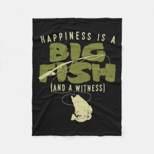 Happiness Fish Witness Big Fishing Fisherman Angle Fleece Blanket