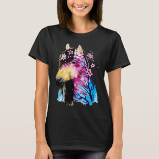 Happiness Floral Horse Watercolor Retro Farm Anima T-Shirt