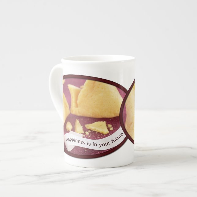 Happiness Fortune Cookie Bone China Mug (Front Left)