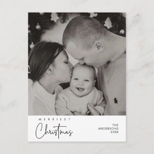 Happiness Greeting Merriest Christmas Family Photo Postcard