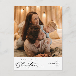 Happiness Greeting Merriest Christmas Family Photo Postcard