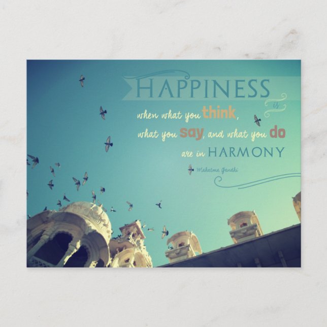 "Happiness" - inspirational quote postcard (Front)