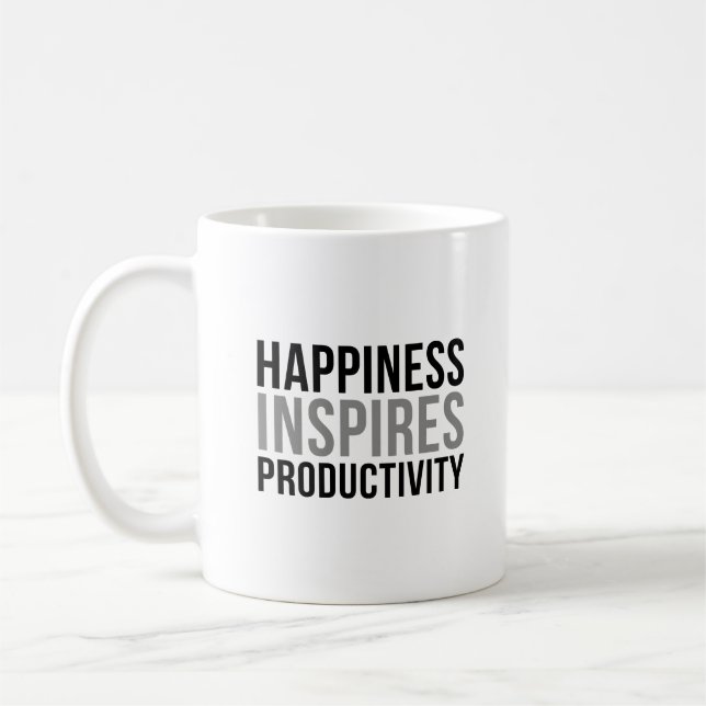 Happiness Inspire Productivity Coffee Mug (Left)
