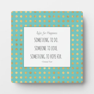 Happiness Inspired Turquoise Gold Tabletop Plaque