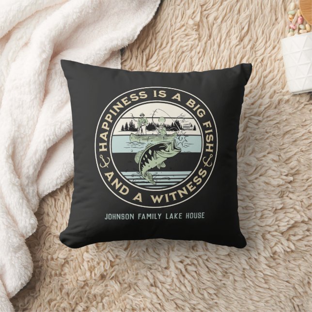 Happiness Is A Big Fish And A Witness Family Name Cushion (Blanket)