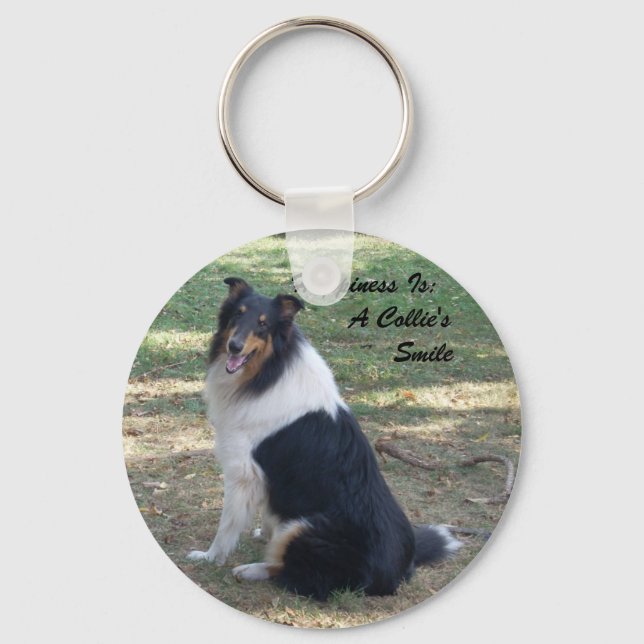 Happiness Is: A Collie's Smile Key Ring (Front)
