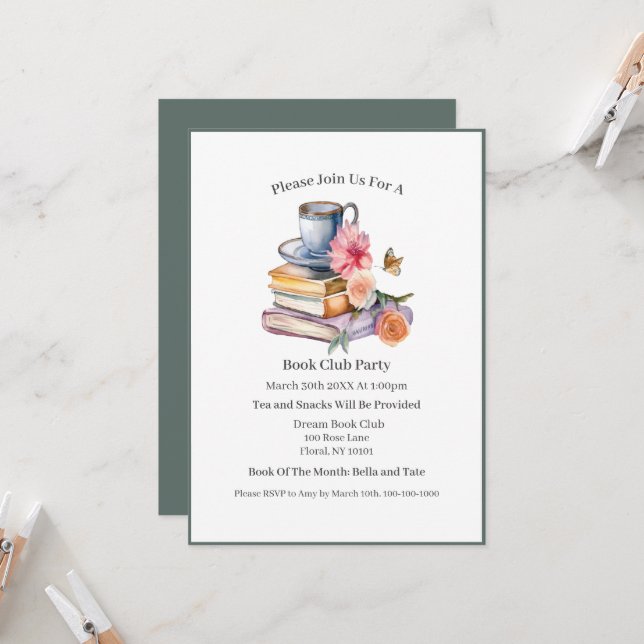 Happiness is a cup of coffee and... Book Club Invitation (Front/Back In Situ)