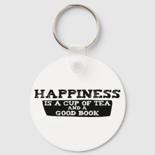 Happiness is a Cup of Tea and a Good Book Key Ring