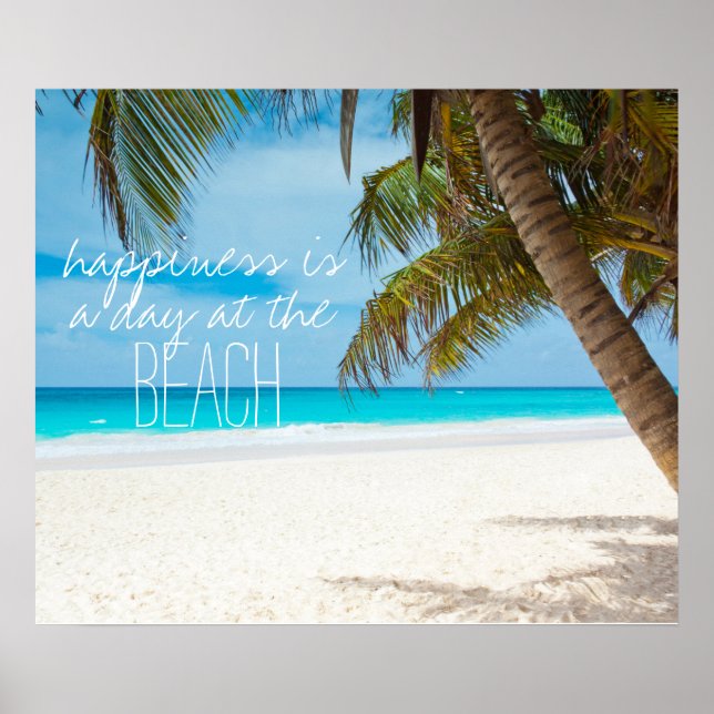 Happiness is a day at the beach inspiration quote poster (Front)