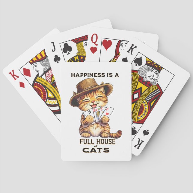 HAPPINESS IS A FULL HOUSE OF CATS Cat Poker        Playing Cards (Back)