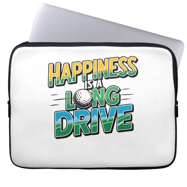 Happiness is a Long Drive, Golf Laptop Sleeve (Front)