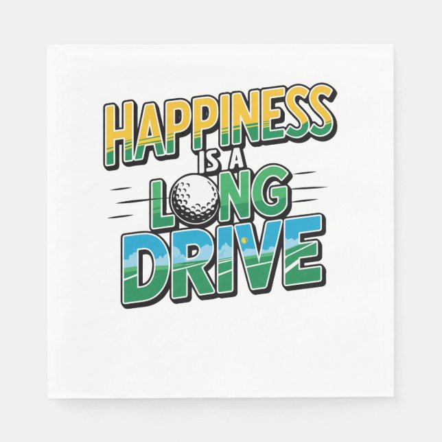 Happiness is a Long Drive, Golf Napkin (Front)