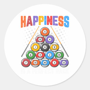 Happiness Is A Perfect Rack - Pool Snooker Player Classic Round Sticker