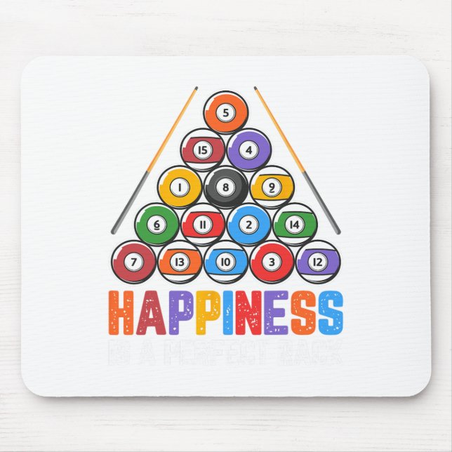 Happiness Is A Perfect Rack - Snooker Pool Player  Mouse Mat (Front)