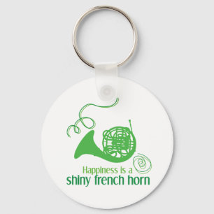 Happiness is a Shiny French Horn Key Ring