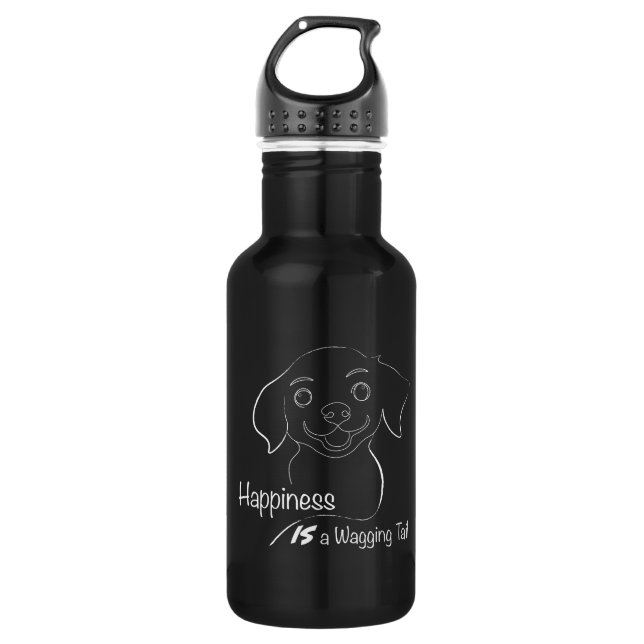 Happiness is a Wagging Tail 532 Ml Water Bottle (Front)