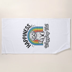 Happiness Is a Wagging Tail Dog Lover Design_1 Beach Towel