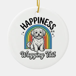 Happiness Is a Wagging Tail Dog Lover Design_1 Ceramic Tree Decoration