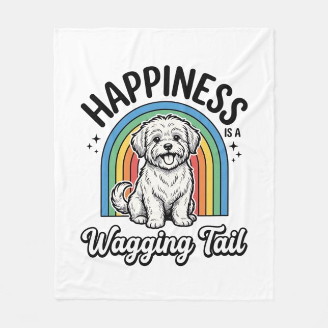 Happiness Is a Wagging Tail Dog Lover Design_1 Fleece Blanket (Front)