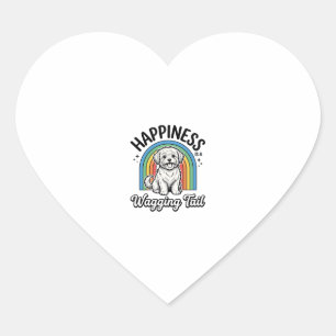 Happiness Is a Wagging Tail Dog Lover Design_1 Heart Sticker