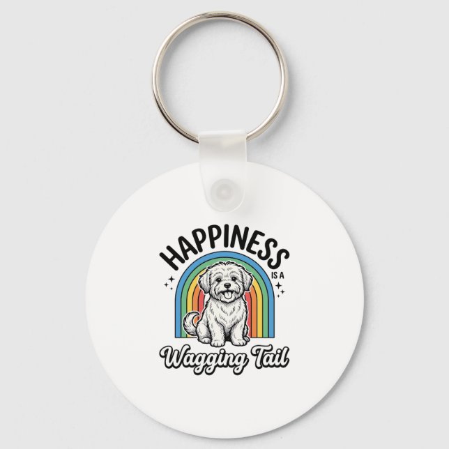 Happiness Is a Wagging Tail Dog Lover Design_1 Key Ring (Front)