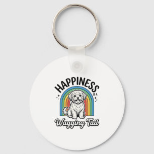 Happiness Is a Wagging Tail Dog Lover Design_1 Key Ring