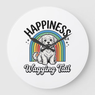 Happiness Is a Wagging Tail Dog Lover Design_1 Large Clock