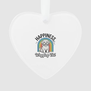 Happiness Is a Wagging Tail Dog Lover Design_1 Ornament