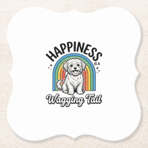 Happiness Is a Wagging Tail Dog Lover Design_1 Paper Coaster