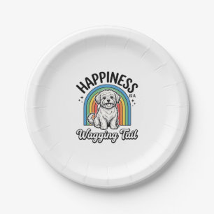 Happiness Is a Wagging Tail Dog Lover Design_1 Paper Plate