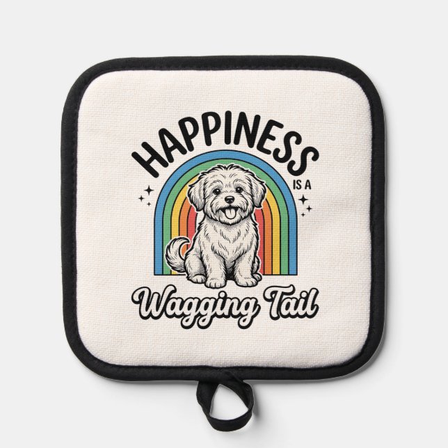 Happiness Is a Wagging Tail Dog Lover Design_1 Pot Holder (Front)