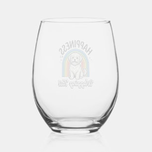 Happiness Is a Wagging Tail Dog Lover Design_1 Stemless Wine Glass