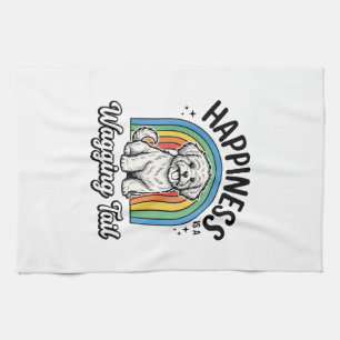 Happiness Is a Wagging Tail Dog Lover Design_1 Tea Towel