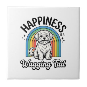 Happiness Is a Wagging Tail Dog Lover Design_1 Tile