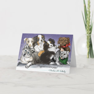 Happiness is a warm Puppy Christmas Holiday Card