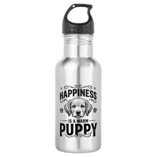 Happiness Is A Warm Puppy Vintage Dog Shirt Design 532 Ml Water Bottle