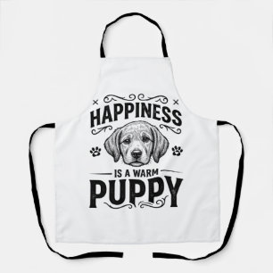 Happiness Is A Warm Puppy Vintage Dog Shirt Design Apron