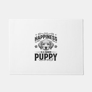 Happiness Is A Warm Puppy Vintage Dog Shirt Design Doormat