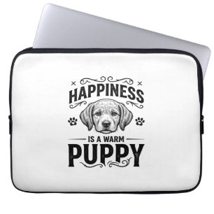 Happiness Is A Warm Puppy Vintage Dog Shirt Design Laptop Sleeve