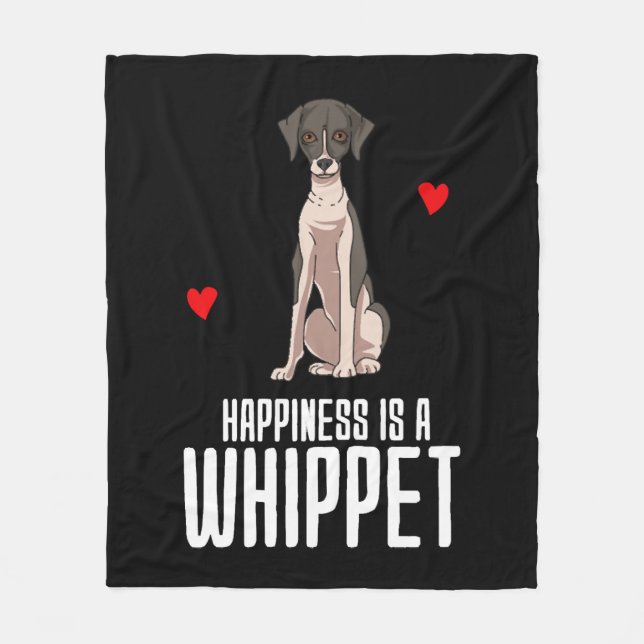 Happiness Is A Whippet Fleece Blanket (Front)