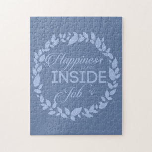 Happiness Is An Inside Job Blue Wreath Jigsaw Puzzle