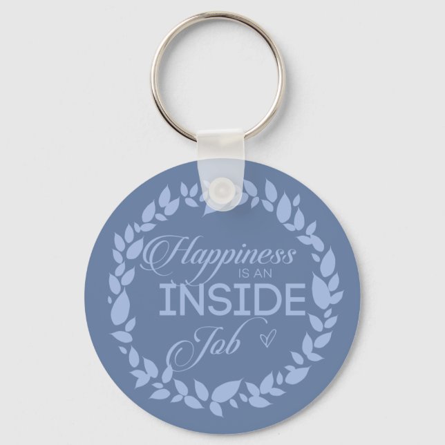 Happiness Is An Inside Job Blue Wreath Key Ring (Front)