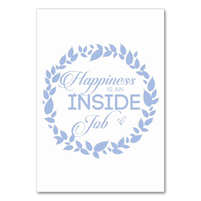 Happiness Is An Inside Job Blue Wreath Table Number (Front)