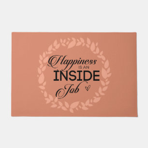 Happiness Is An Inside Job Blush Wreath Doormat