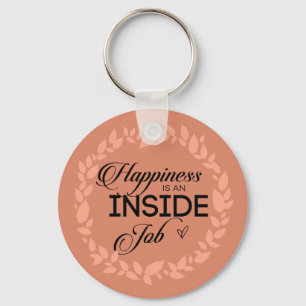 Happiness Is An Inside Job Blush Wreath Key Ring