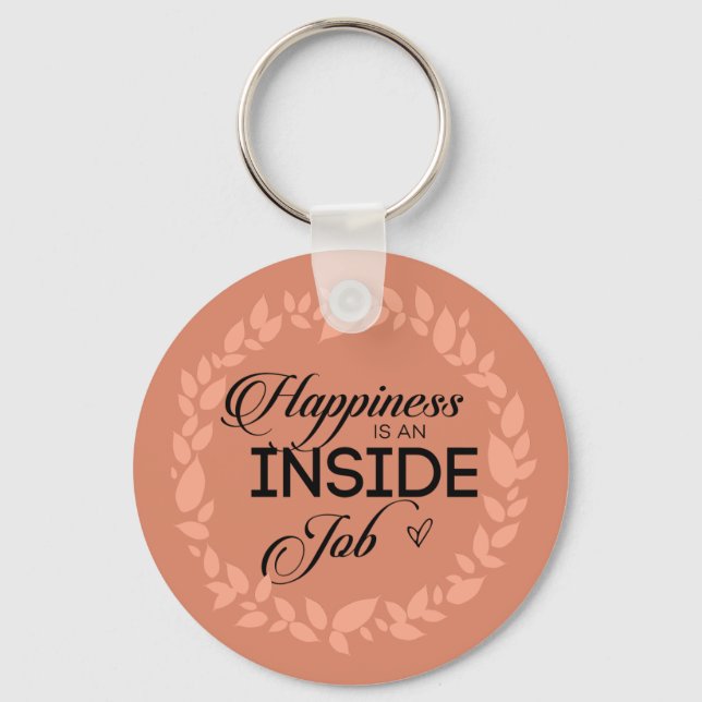 Happiness Is An Inside Job Blush Wreath Key Ring (Front)