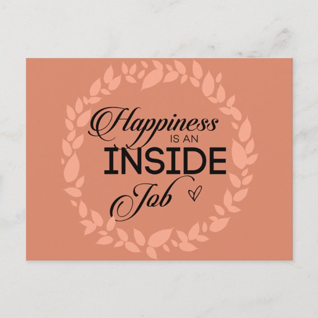 Happiness Is An Inside Job Blush Wreath Postcard (Front)