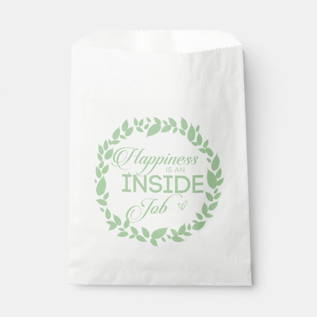 Happiness Is An Inside Job Green Wreath Favour Bags (Front)