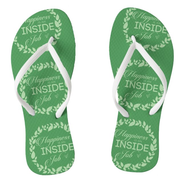 Happiness Is An Inside Job Green Wreath Flip Flops (Footbed)