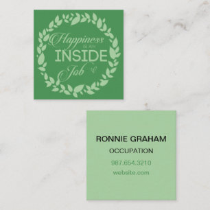 Happiness Is An Inside Job Green Wreath Square Bus Square Business Card